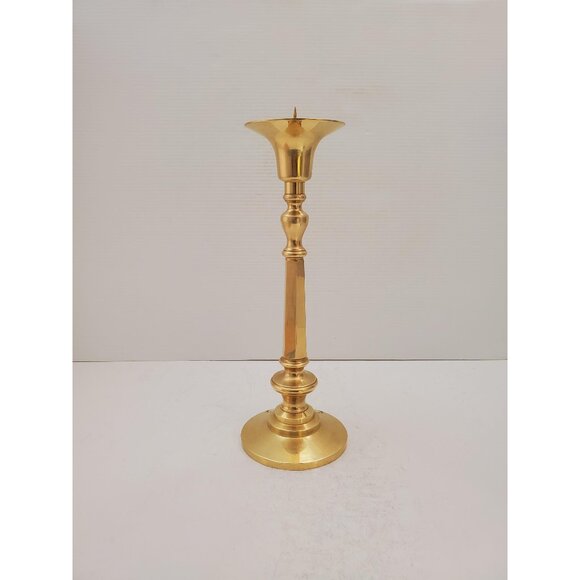 Vintage solid Brass candle holder. Candle Holder with Spike for pillar candle - Picture 1 of 10